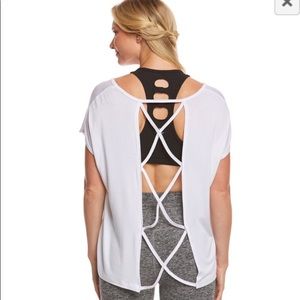 Beyond Yoga Caged White Short Sleeve